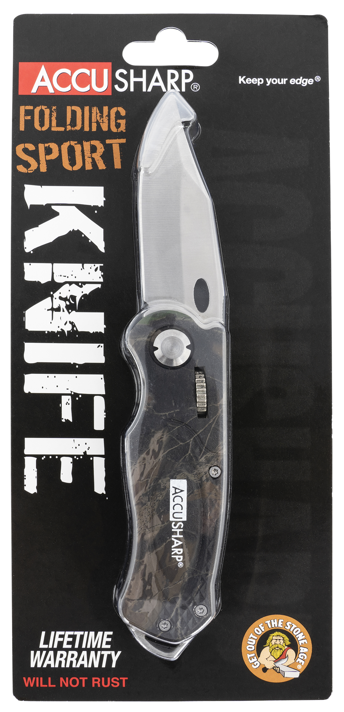 AccuSharp 704C Sport3" Folding Plain Stainless Steel Blade/Camo Anodized Aluminum Handle Includes Belt Clip