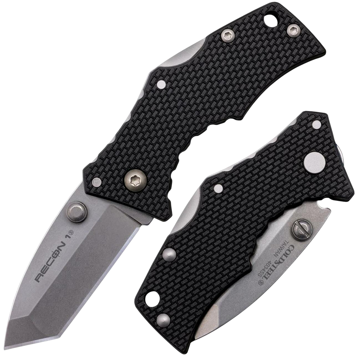 Cold Steel CS27DT Recon 1 Micro 2" Folding Tanto Plain Stonewashed 4034 SS Blade/ Black Griv-Ex Handle Includes Pocket Clip