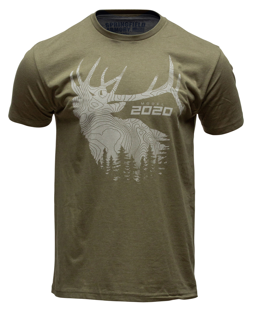 Springfield Armory GEP8605S 2020 Elk Men's Military Green Cotton/Polyester Short Sleeve Small