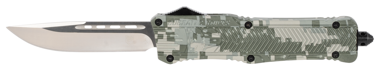 CobraTec Knives LADCCTK1LDNS CTK-1Large 3.75" OTF Drop Point Plain D2 Steel Blade/Army DigiCamo Aluminum Handle Features Glass Breaker Includes Pocket Clip