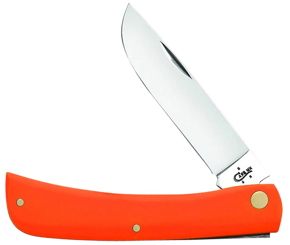 Case 80512 Sod Buster3.75" Folding Skinner Plain Mirror Polished Tru-Sharp SS Blade/Smooth Orange Synthetic Handle