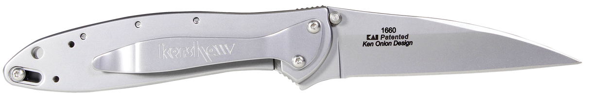 Kershaw 1660CKT Leek3" Folding Modified Drop Point Plain Black DLC 14C28N Steel Blade Black DLC 410 Stainless Steel Handle Includes Pocket Clip