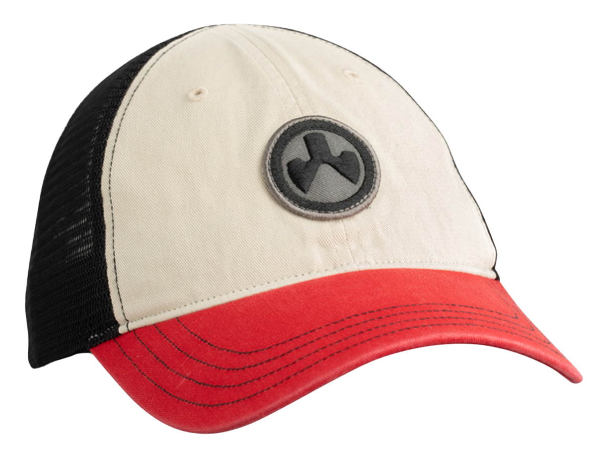 Magpul MAG1105-110 Icon Patch Trucker Hat Stone/Red/Black Adjustable Snapback OSFA Unstructured