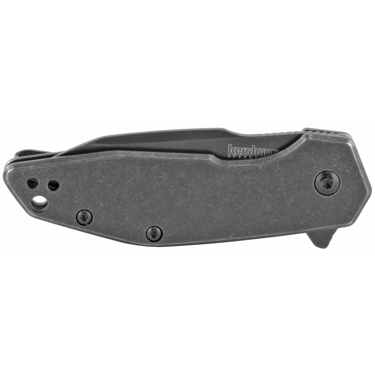 Kershaw Gravel, 2.5" Folding Knife/Assisted, Drop Point, Plain Edge, 8CR13MOV/BlackWash,2065 Stainless Steel Black-Oxide BlackWash Handle