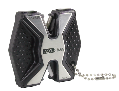 AccuSharp 017C Diamond Pro 2-Step Sharpener Hand Held Fine/Coarse Diamond, Ceramic Sharpener Black/White Aluminum