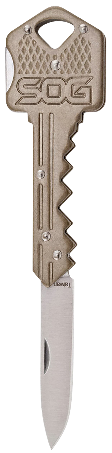 S.O.G SOGKEY102CP Key1.50" Folding Plain Drop Point Satin 5Cr13MoV SS Blade/ Brass Stainless Steel Handle