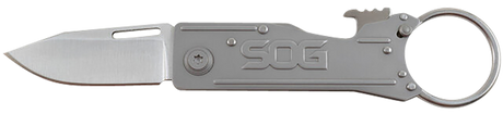 S.O.G SOGKT1001CP KeyTron1.80" Folding Plain Clip Point Grey 5Cr13MoV SS Blade/ Grey Stainless Steel Handle