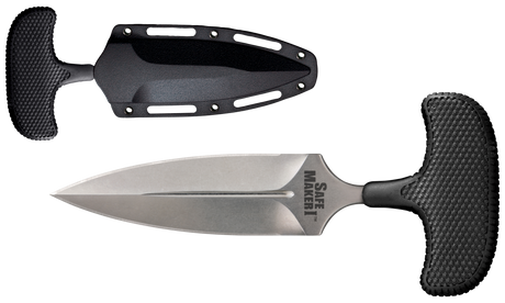 Cold Steel CS12DBST Safe Maker I 4.50" Fixed Spear Point Plain Stone Washed AUS-8A SS Blade/ Black Kray-Ex Handle Includes Sheath