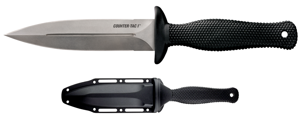 Cold Steel CS10BCTL Counter TAC I 5" Fixed Spear Point Plain Stone Washed AUS-8A SS Blade/ Black Textured Kray-Ex Handle Includes Belt Clip/Sheath