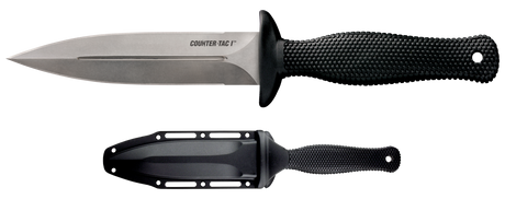 Cold Steel CS10BCTL Counter TAC I 5" Fixed Spear Point Plain Stone Washed AUS-8A SS Blade/ Black Textured Kray-Ex Handle Includes Belt Clip/Sheath