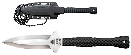 Cold Steel CS49NDE Hide Out3" Fixed Plain Satin Polished Japanese AUS-8A SS Blade/ Black Contoured & Checkered Kray-Ex Handle