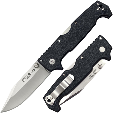 Cold Steel CS62K1 SR1 Lite 4" Folding Clip Point Plain 8Cr13MoV SS Blade/Black Griv-Ex Handle Includes Pocket Clip